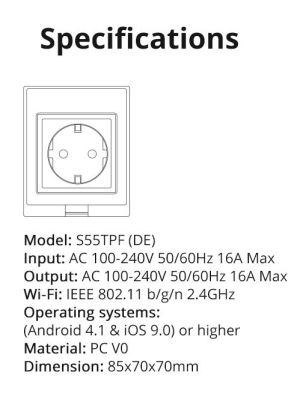 Смарт WIFI контакт Sonoff S55, водоустойчив / Арт.№ SO S55TPF