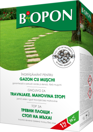 BIOPON гранулиран тор за тревна площ - стоп на мъха 1кг / Арт.№ BP 1049 