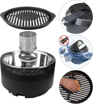 Ekodom Portable Charcoal BBQ Grill | Fan-Assisted, Low Smoke