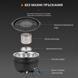 Ekodom Portable Charcoal BBQ Grill | Fan-Assisted, Low Smoke